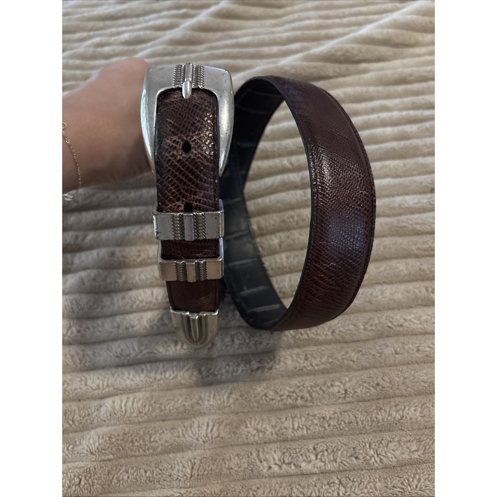 Men's PGA Tour Genuine Leather Belt Size 34"Animal Skin Design Brown Golf